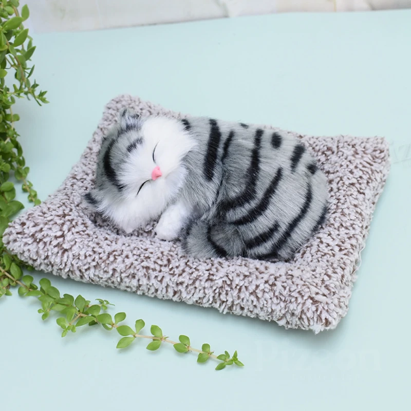 Realistic Sleeping Cat Plush with Bamboo Charcoal Mat – Simulation Cat Doll Car Dashboard & Home Deodorant Decoration