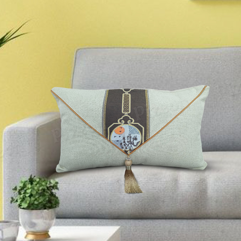 1 Pc Devine Cover – Chinese-Style Linen Cushion Cover | Washable Lumbar Pillow Cover for Sofa & Bed