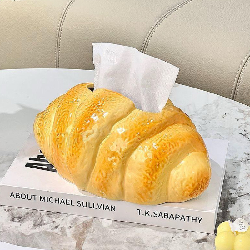 Cute croissant tissue box, napkin, tissue holder, bread motif design