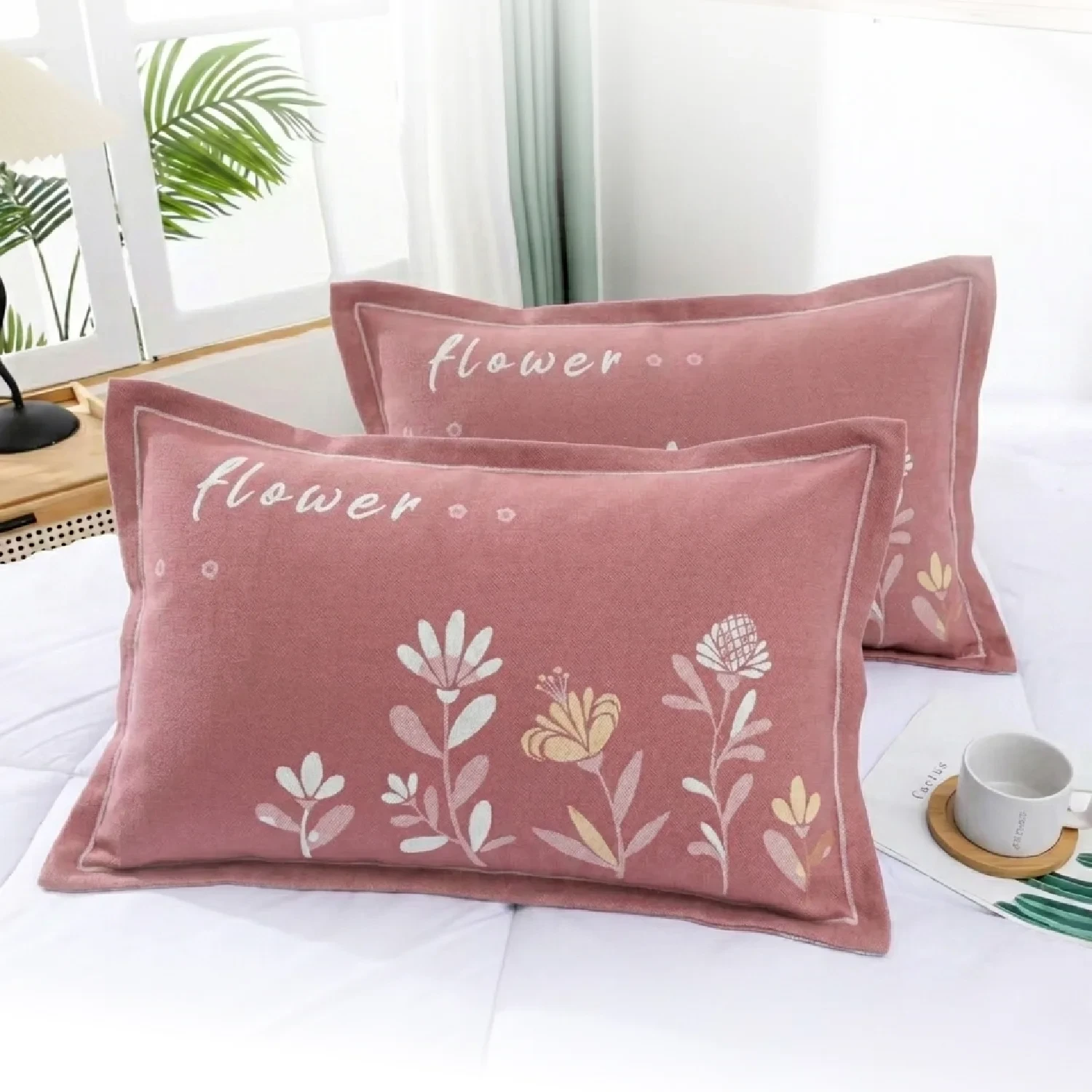 Imported Pure Cotton Floral Jacquard Style Pillow Cover Size (18 x 29 Inch). The Best Pillow Cover in Bangladesh.