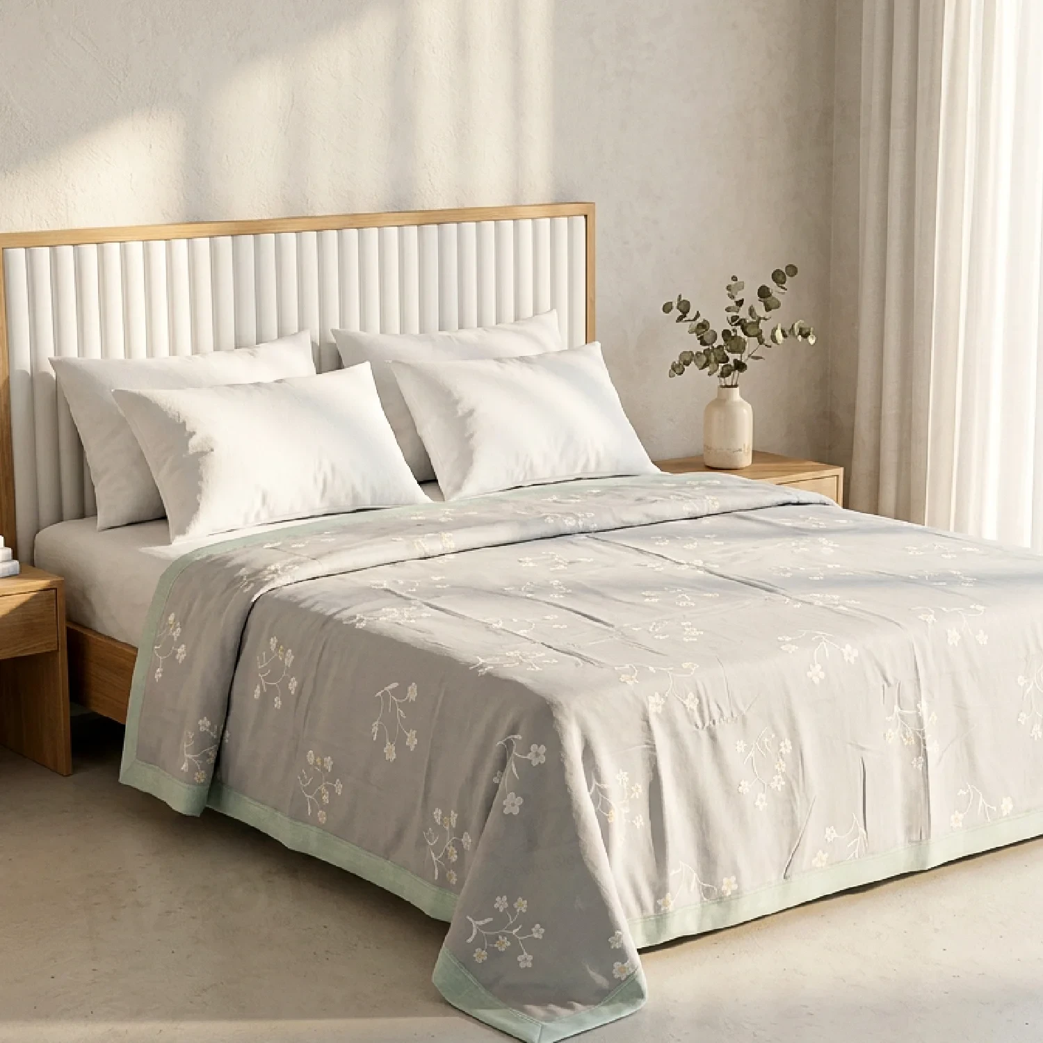 Imported Combed Cotton Floral Meiliang Summer Quilt.
