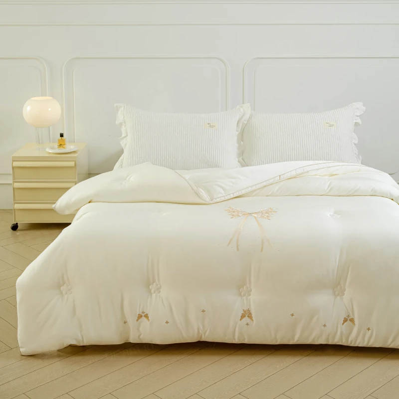 Flower Butterfly Embroidered Quilt (Spring/Autumn) - Regenerated Fiber Comforter Price BD