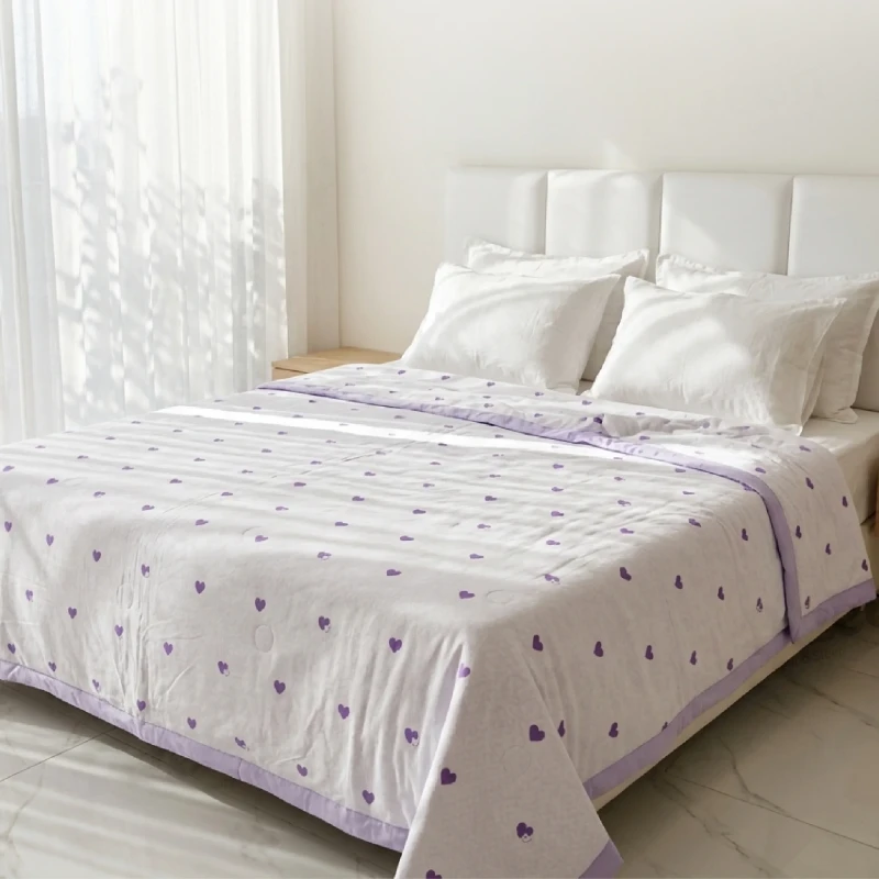 Imported Purple Heart Print All Over Print Summer Quilt