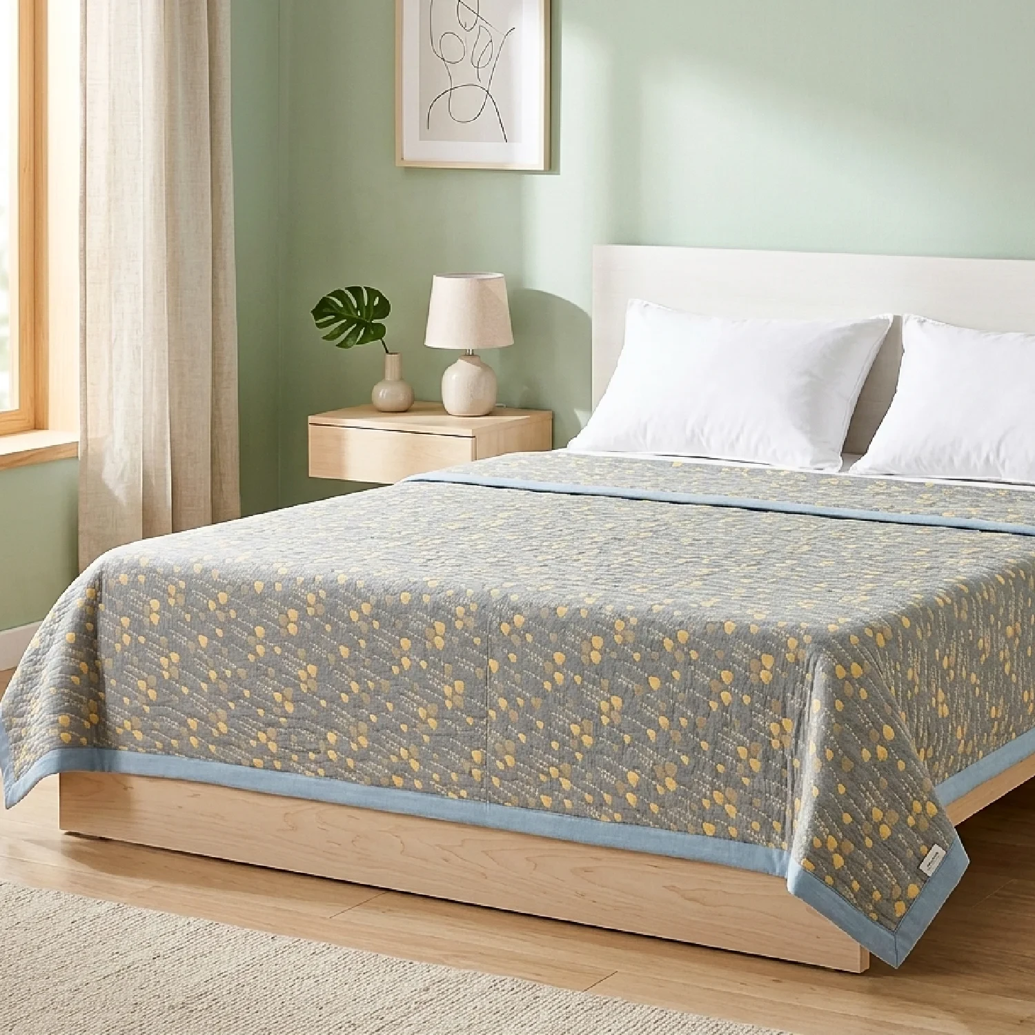 Imported Floral Texture Jacquard Piping Summer Quilt