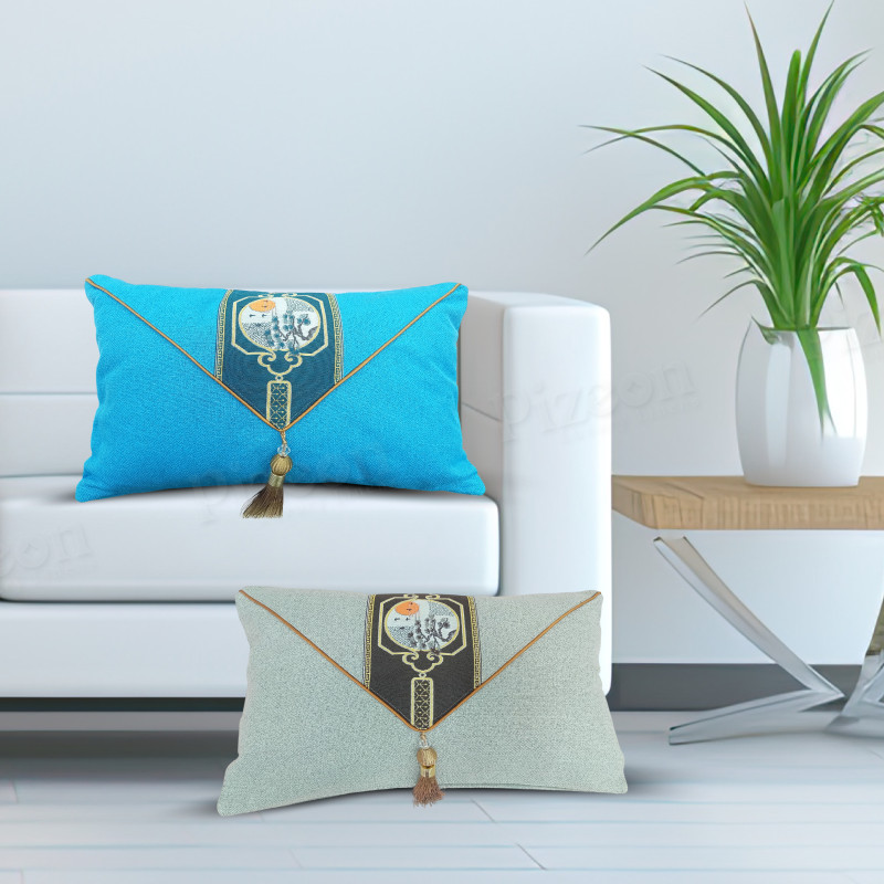 1 Pc Devine Cover – Chinese-Style Linen Cushion Cover | Washable Lumbar Pillow Cover for Sofa & Bed