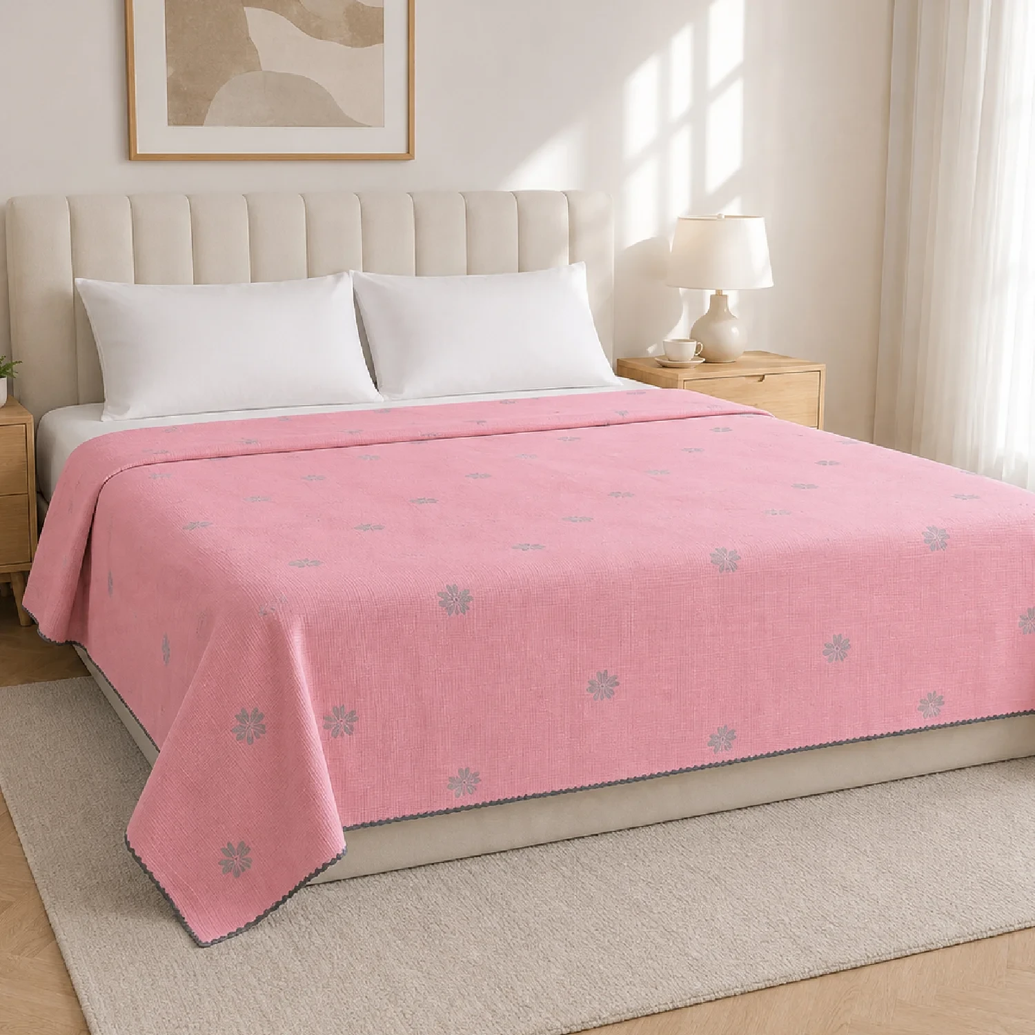 Imported Lightweight Floral Texture Summer Quilt.