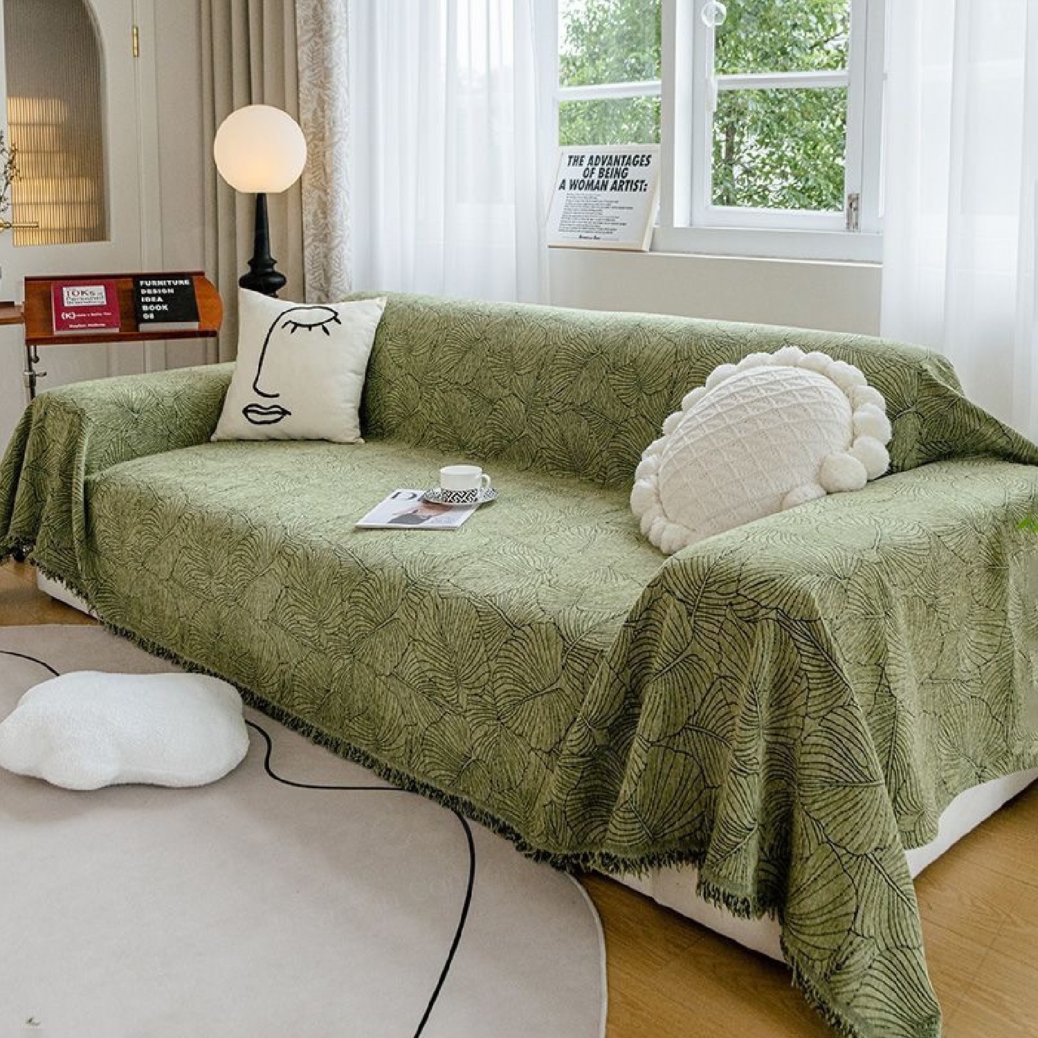 Luxury Chenille Sofa Cover, One Whole Sheet to Fully Cover the Sofa Cushions.