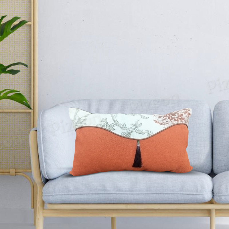 1 Pc Devine Cover – Chinese-Style Linen Cushion Cover | Washable Lumbar Pillow Cover for Sofa & Bed