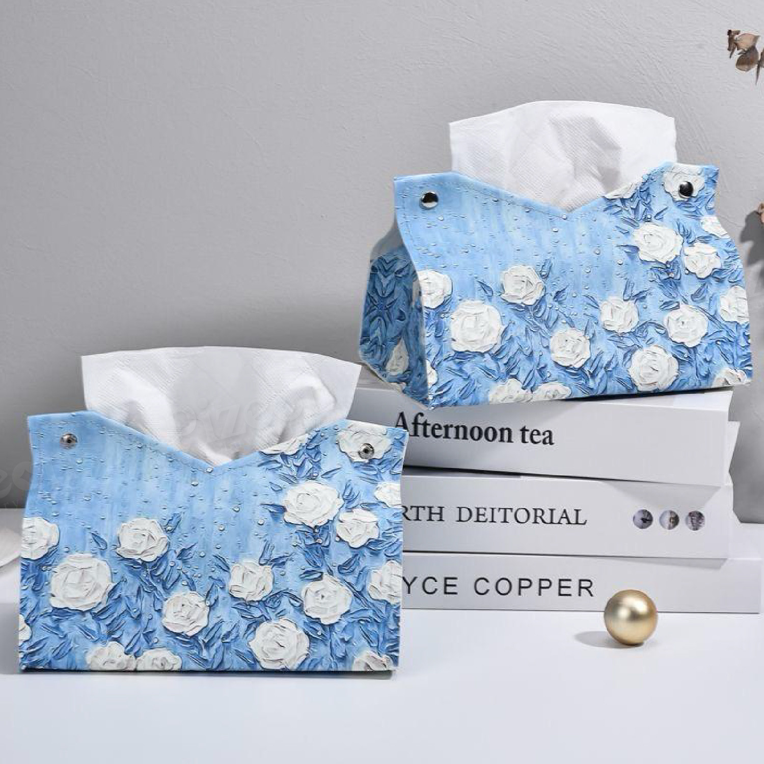 PU Leather Oil Painting Tissue Box for Home & Office