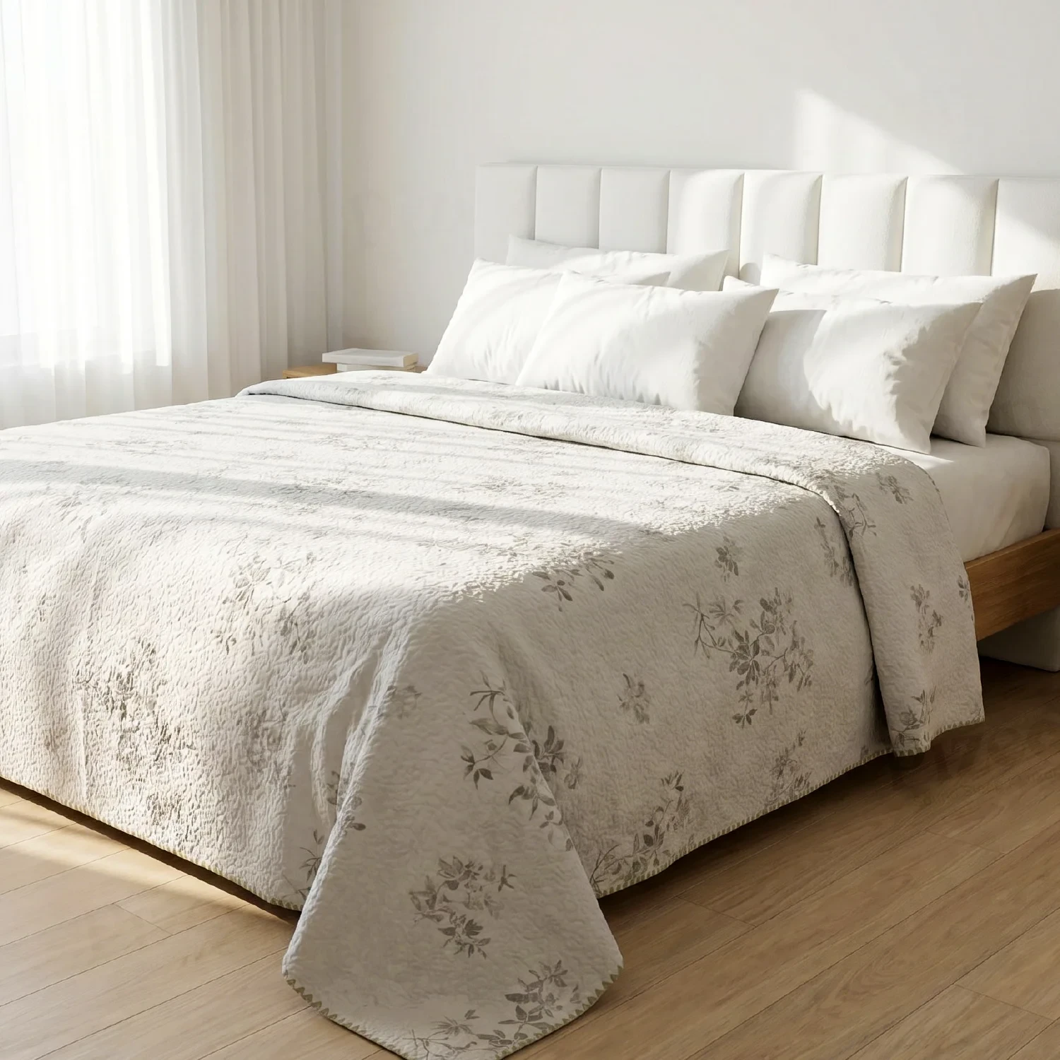 Imported Cotton Jacquard Botanical Print Summer Quilt