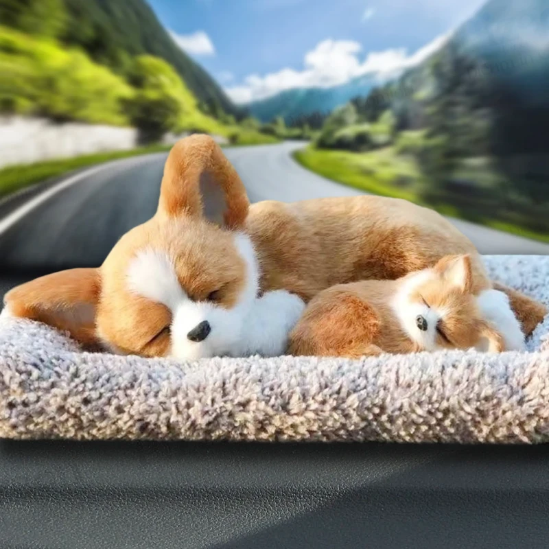 Simulation Dog with Puppy Plush Car Dashboard Toy