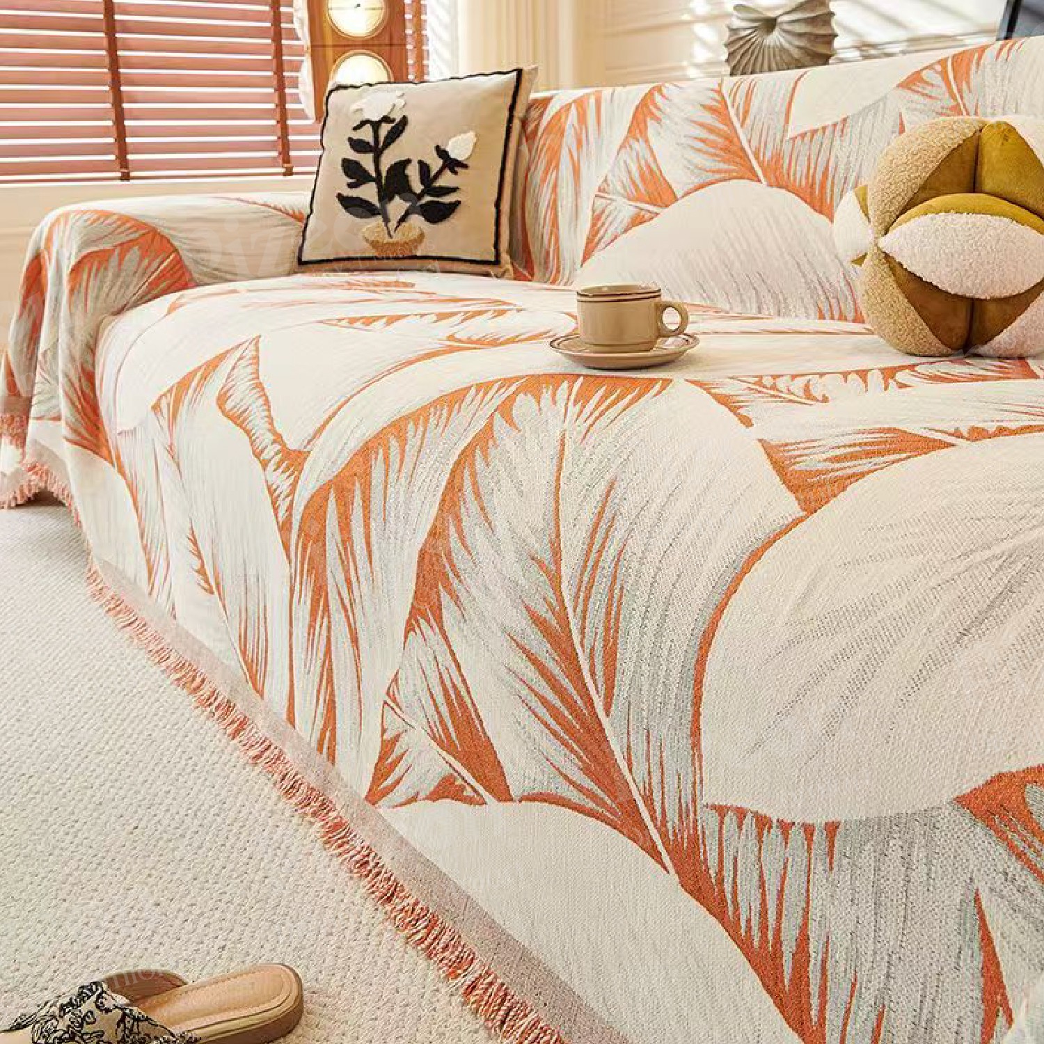 Luxury Chenille Sofa Cover, One Whole Sheet to Fully Cover the Sofa Cushions.