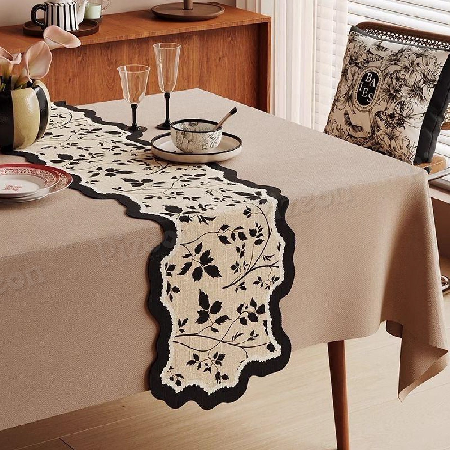 Waterproof Retro Plaid Table Runner & Placemats Set - Home Decor, Heatproof Burlap, Spill-Proo