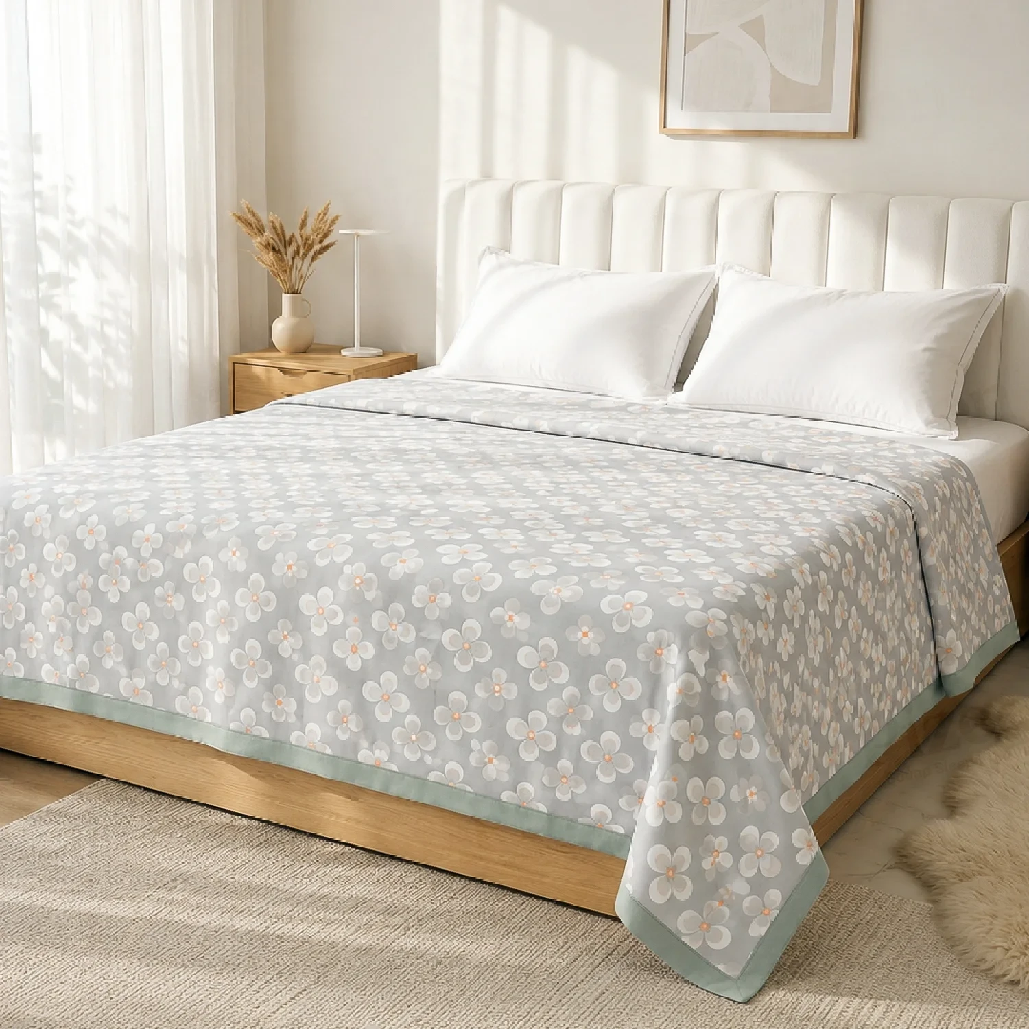 Imported Combed Cotton Floral Meiliang Summer Quilt.