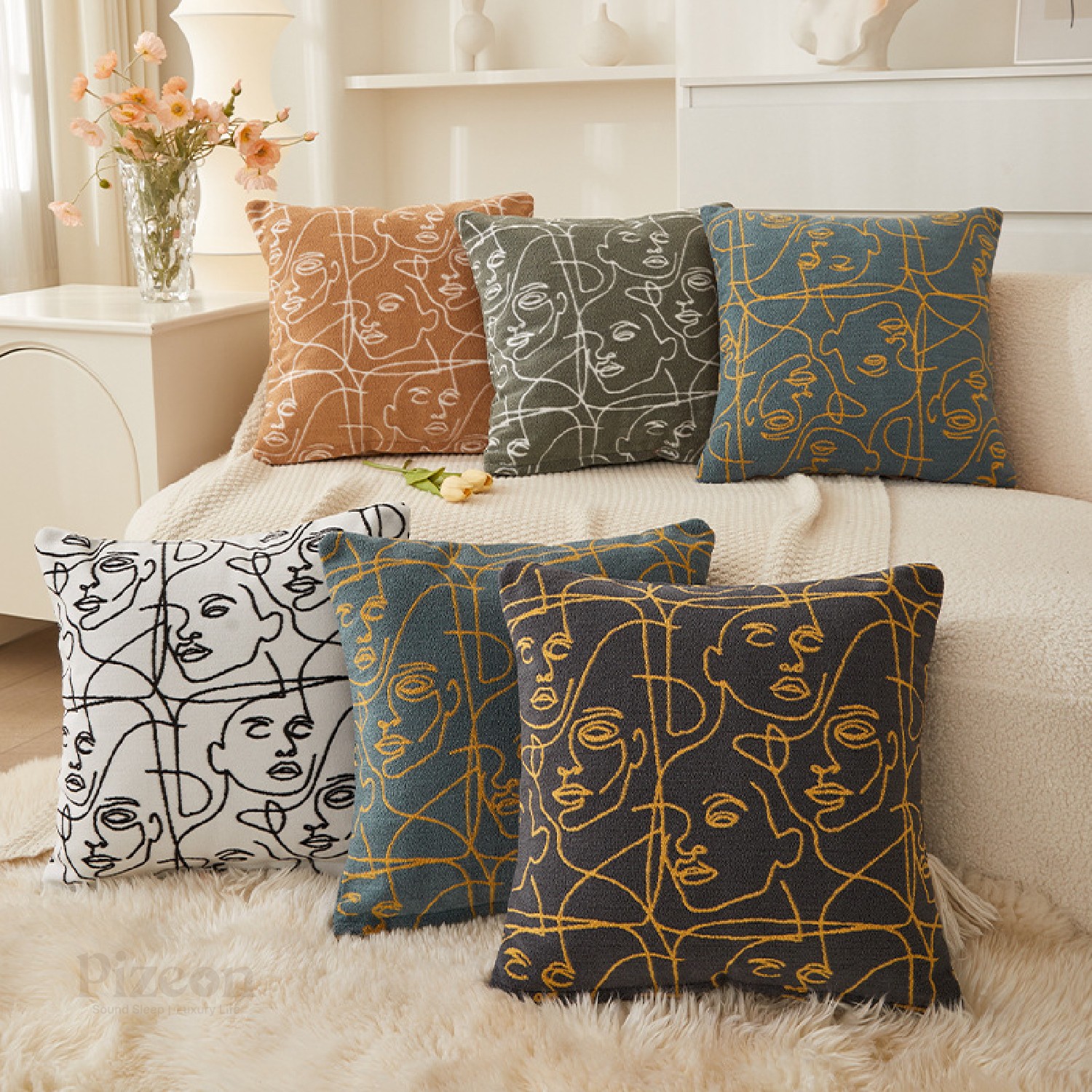 Face Texture Decorative Sofa Cushion Cover
