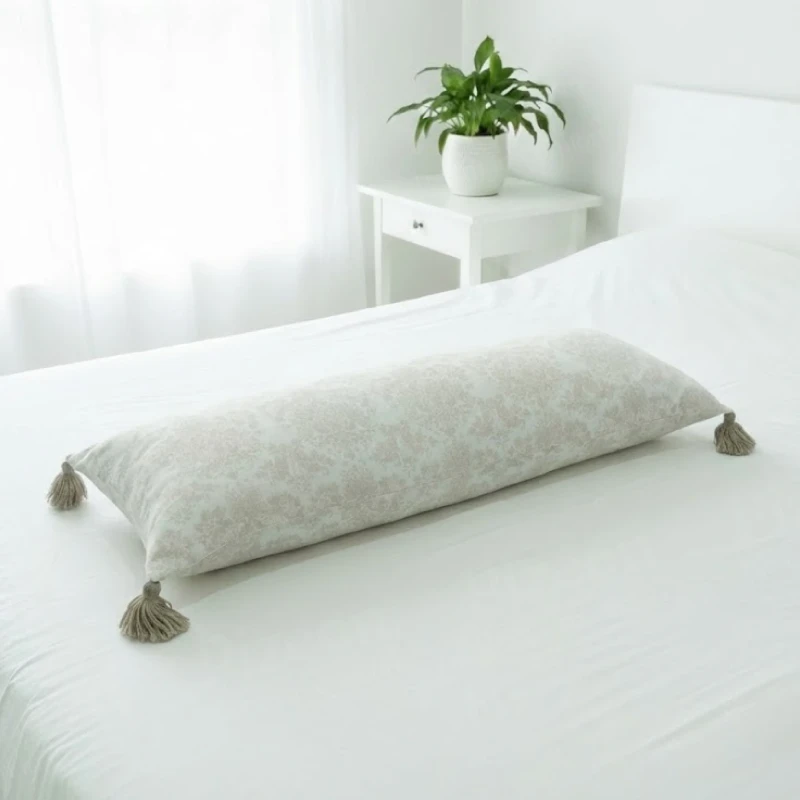 Tassel Long Bolster Pillow with Corner Design, Vintage Long Decorative Tassel Pillow In Bangladesh