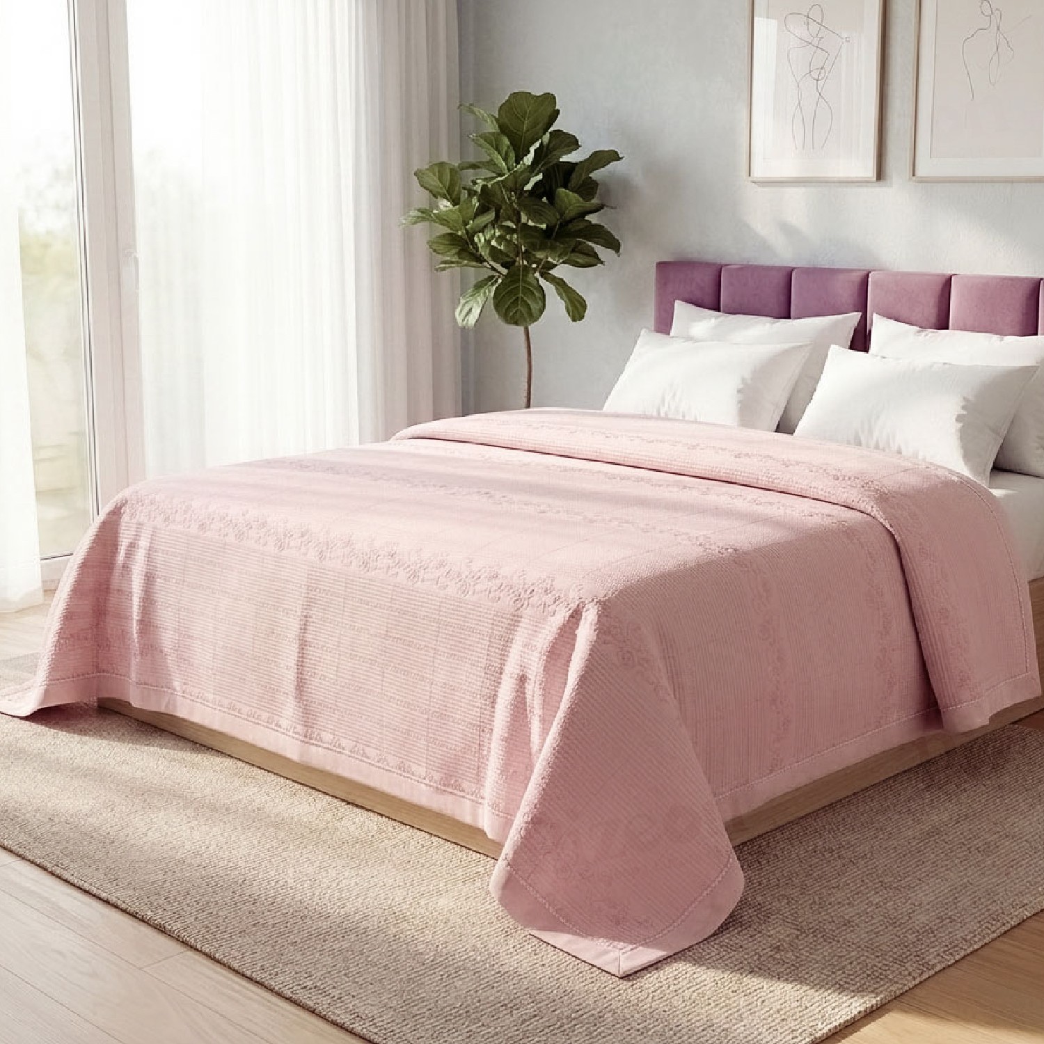 Imported Floral Embroidered Tencel Fabric Floral Blanket.